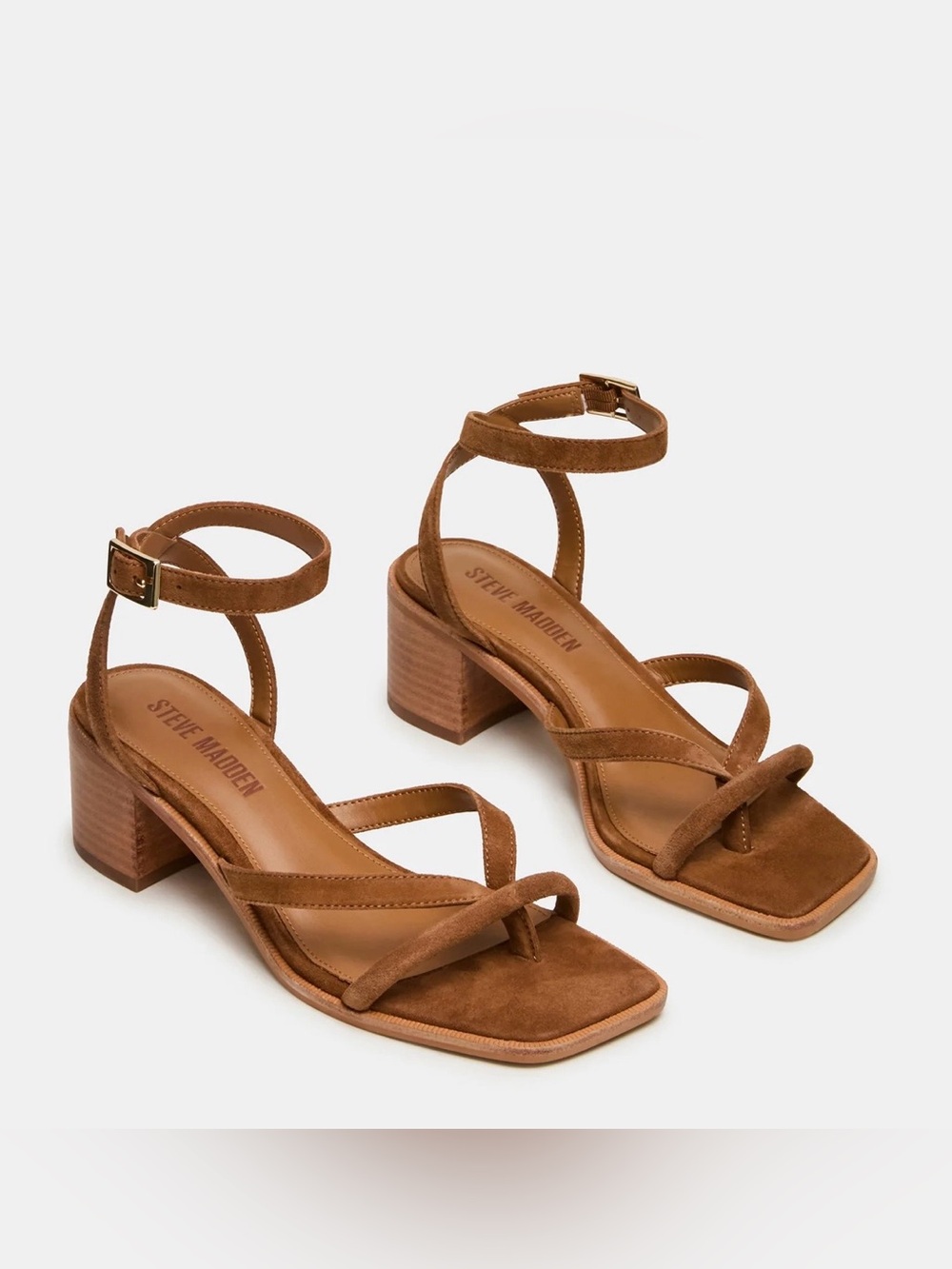 Steve Madden Brown Suede Strappy Block Heel Sandals